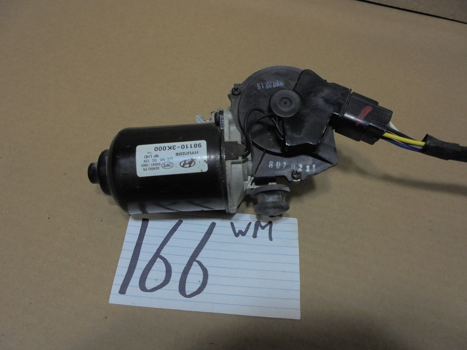 06 07 08 09 10 Hyundai Sonata FRONT Used Front Windshield Wiper Motor #166-WM