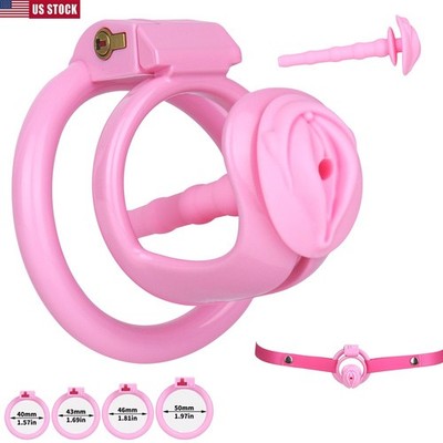 Sissy Male Chastity Cage Device with Tube Plug Restraint for Men Discreet Fetish