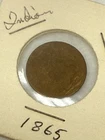 Vintage 1865 Indian Head Penny One Cent Coin Very Rubbed but Date Legible