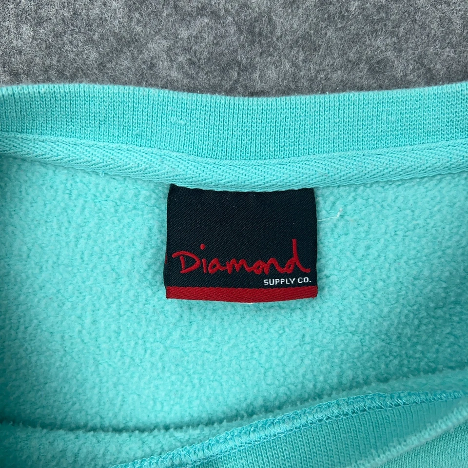 Diamond Supply Sweatshirt Womens Medium Teal Blue Crewneck Pullover Y2K Skate - Image 4 of 4
