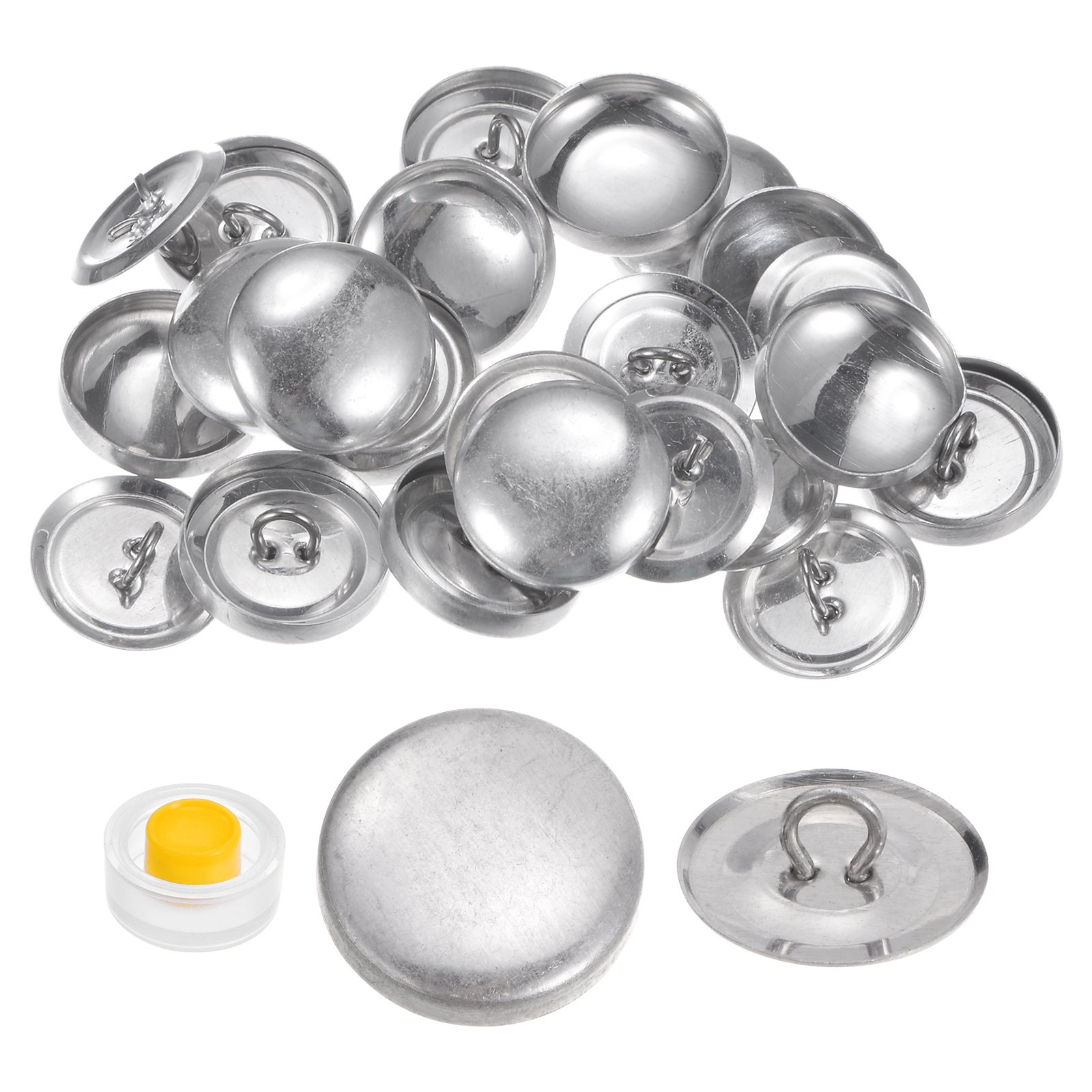 15 Sets Self Cover Button Kit 19mm Aluminum Button with Tool