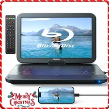 17.6" Portable Blu Ray DVD Player W/15.4" 1080P Large Swivel Screen Rechargeable