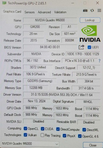 Nvidia Quadro M6000 12GB GDDR5 PCI Express 3.0 x16 DisplayPort DVI Graphics _ - 第 7/9 張圖片