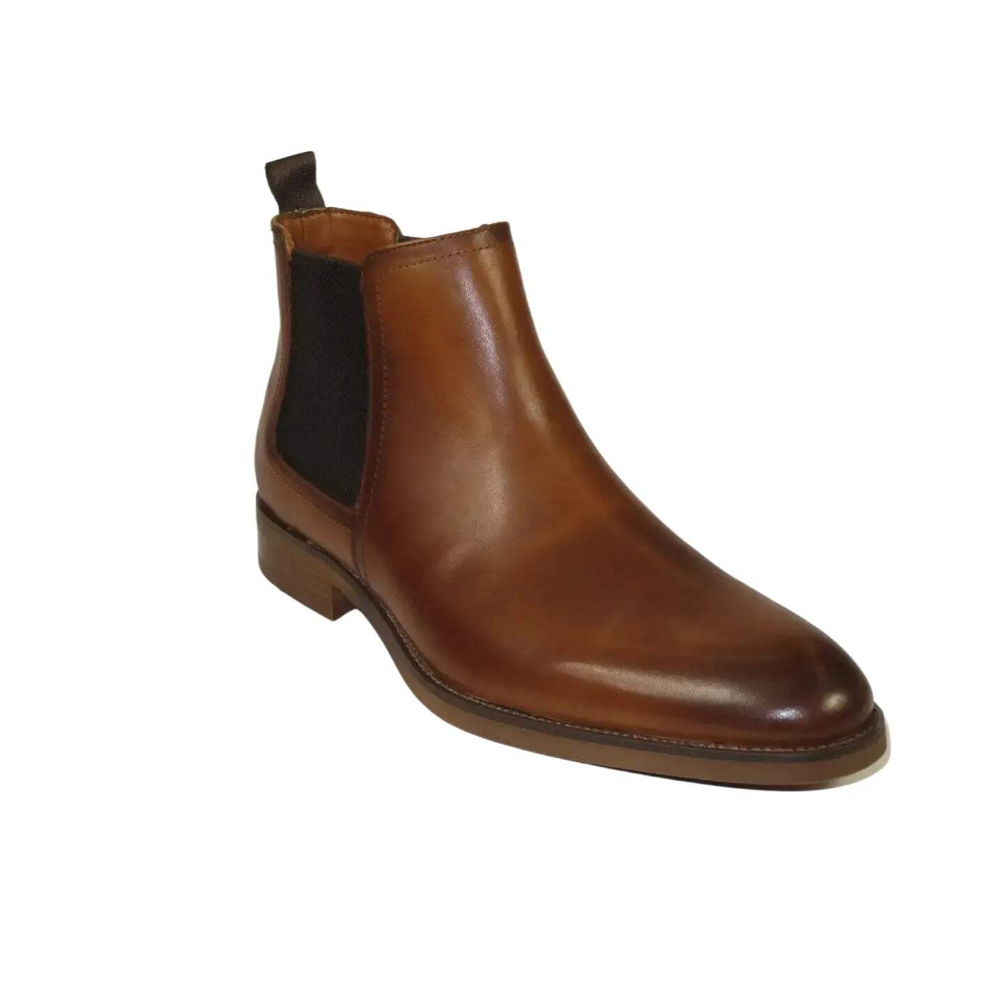 Men's Slip On Boot STEVE MADDEN Leather Upper Plain Toe Montreux Tan