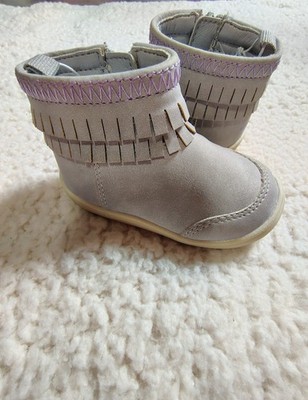 Stride Rite 360 Toddler Booties Size 4C Gray With Fringe