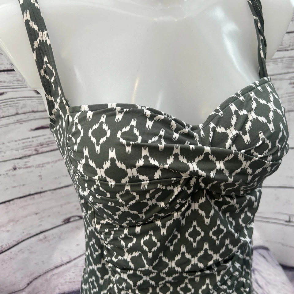 Moontide BNWT Piha Twist Tankini Sonar Oliva Reino Unido 10 Traje de Baño Vacaciones Verano Foto 2 de 4