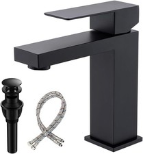 Matte Black Bathroom Faucet Modern Single Handle Square Bathroom Sink Faucet