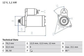 MOTOR ANLASSER STARTER BOSCH 0 986 017 830 P F&Uuml;R VW GOLF IV,GOLF III,BORA