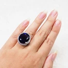 Radiant Royal Blue Tanzanite 20.3Ct 925 Sterling Silver White Gold Ring Size 6.5