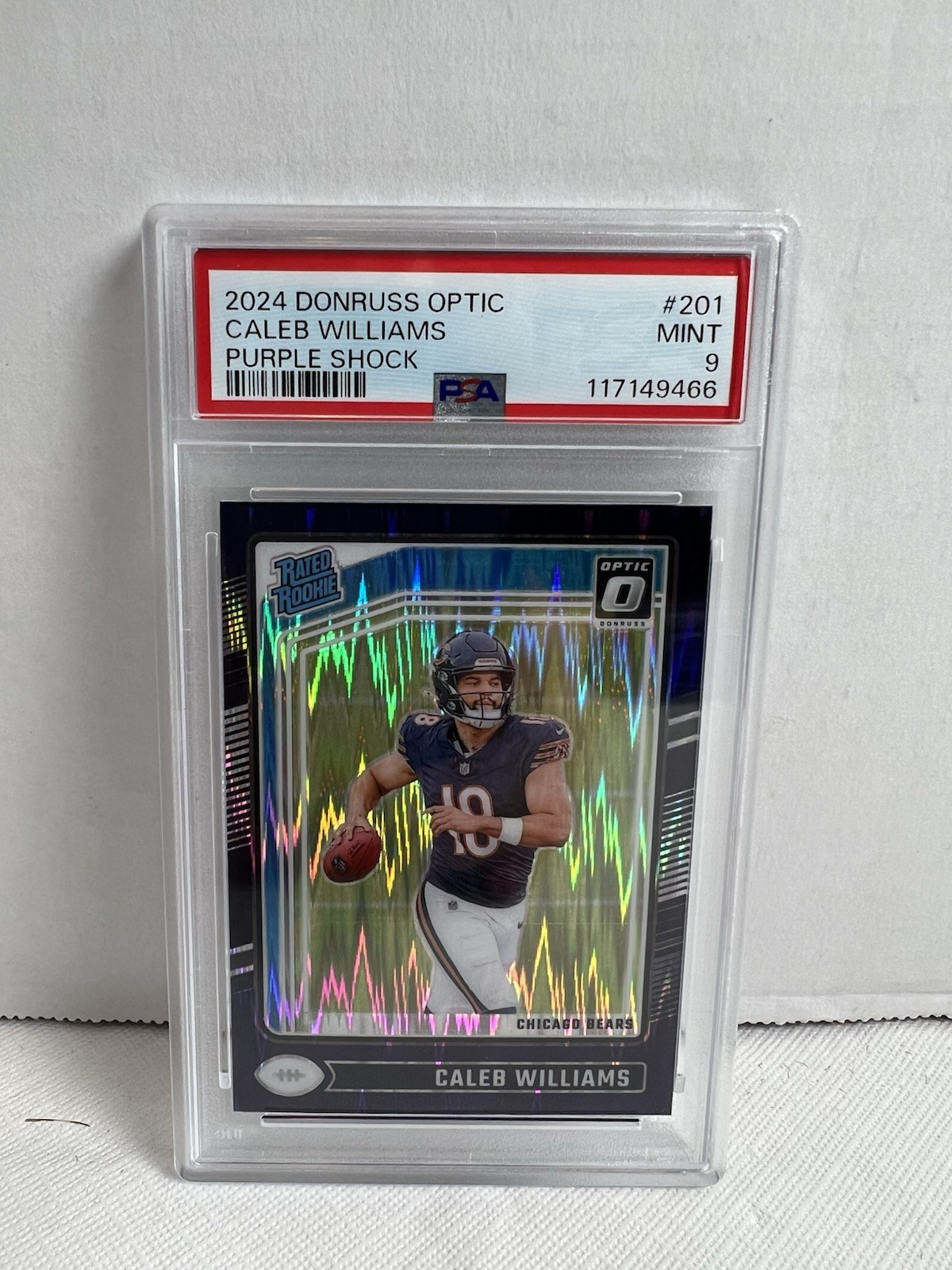 2024 Donruss Optic Caleb Williams Purple Shock #201 PSA9