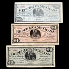 1914 Mexico Banknotes 50 Centavos 1, 2 Pesos Monterrey Division Del Bravo Lot VF
