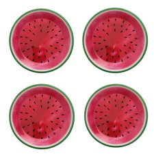 Set of 4 Summer Watermelon Melamine Appetizer Plates 8.9 in Salad Snacks Dessert