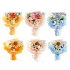 Crochet Flower Bouquet Woven Bouquet Creative Handmade Crochet Rose for
