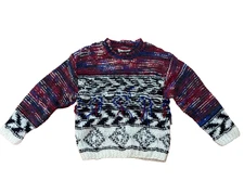 ISABEL MARANT FOR H&M AZTEC FRINGE PULLOVER SWEATER, WOOL BLEND, 8-10