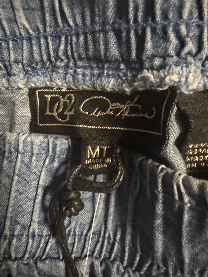 Pantalón DG2 Diane Gilman SoftCell Denim Pierna Ancha Tono Medio Palma Mediano Nuevo sin Etiquetas (201) Foto 4 de 4