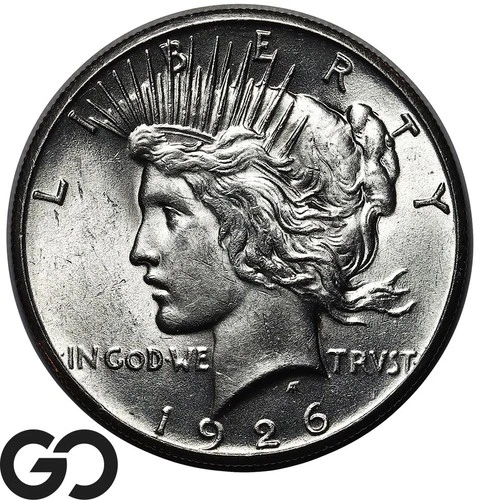 1926 Peace Dollar, Lustrous Choice BU++, Blast White Tougher Date