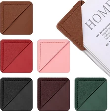 Leather Corner Bookmarks, 6 Pcs Cute Square for School Office Home Accessories