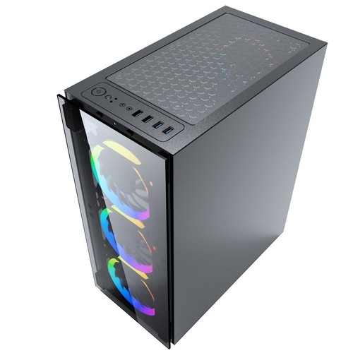 8716309118095 Gembird CCC-FC-1500RGB Obudowa komputera Midi Tower Czarna, Transp - Zdjęcie 2 z 5