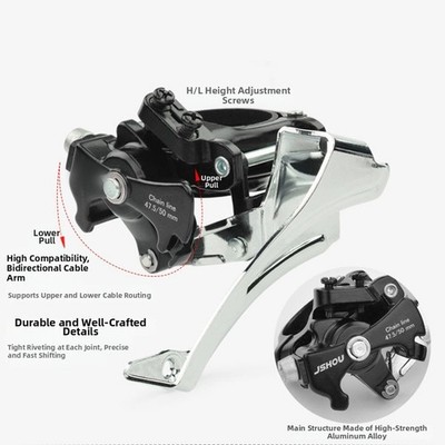 Umwerfer mit Top-Bottom Pull für 42/44T Kettenblätter 7-10 fach Fahrräder