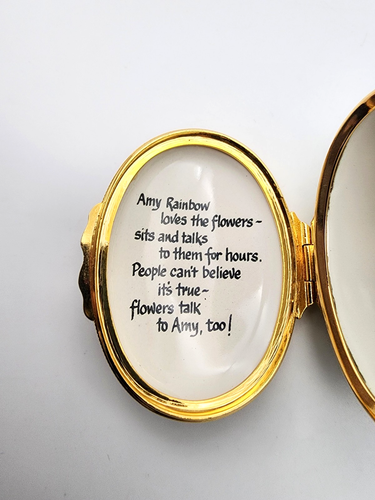 HALCYON DAYS MARKED EVIE ENGLISH ENAMEL HINGED AMY RAINBOW VINTAGE TRINKET BOX ! - 第 7/12 張圖片