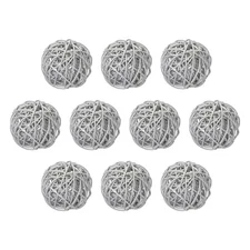 10 Pcs Wicker Rattan Balls 2.4 Inch Rattan Decorative Balls Silver