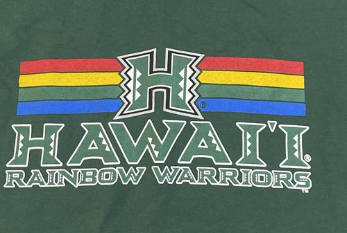 Camiseta De Colección UH University of Hawaii Rainbow Warriors Para Hombre Verde Mediana FOTL Y2K - Imagen 2 de 7