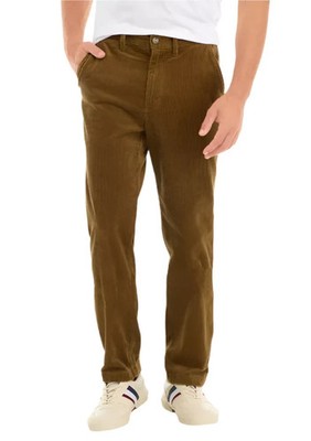 Nautica Classic-Fit Stretch Corduroy Pants Men's 38W x 30L Butternut Button Zip