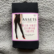 ASSETS by SPANX Women's High-Waist Shaping Tights - Black 5: Nylon Spandex Blend