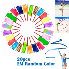 20Pcs 2M Gym Dance Ribbon Rhythmic Art Gymnastic Streamer Baton Twirling CS UK