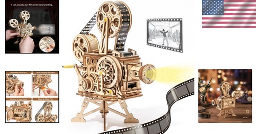 183pcs 3D Wooden Puzzle - Vintage Mechanical Movie Projector for Adults & Teens - Picture 2 of 9