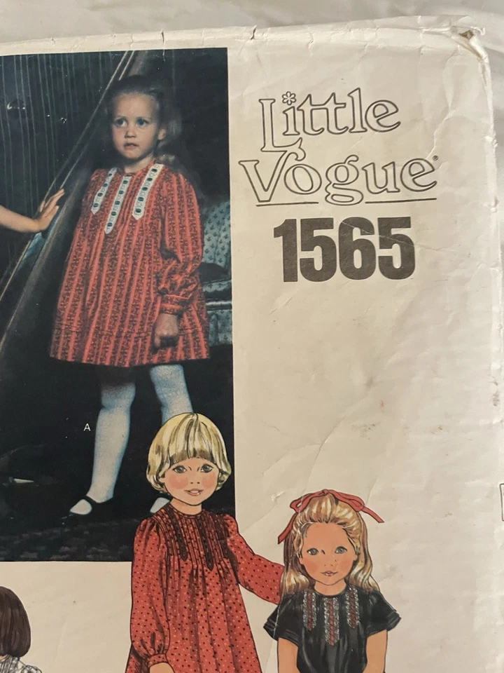 🌷Vintage Little Vogue # 1565 Sewing Pattern Childrens Dresses Size 2~ UNCUT - Image 3 of 4