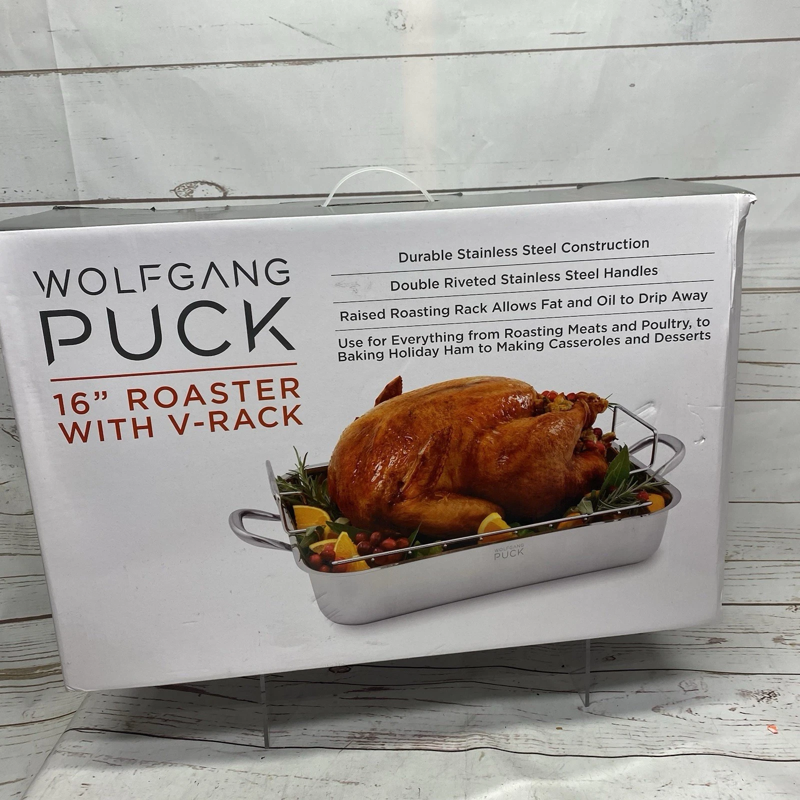 WOLFGANG PUCK 16" Roaster w/V-Rack & Roasting