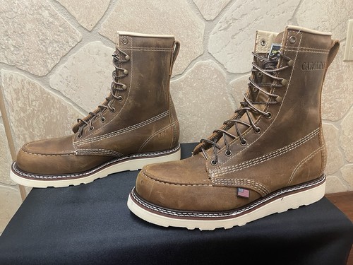 Mens 10.5 D 8" Moc Steel Toe Wedge Work Boot Made In The USA Leather - Picture 6 of 7