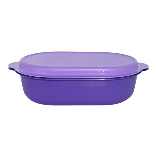 Tupperware Large Serving Dish with Cover Oval Open House Purple Shades EUC - Picture 4 of 6