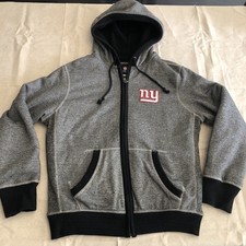 NFL New York Giants Pro Line Sherpa Lined Zip Up Hoodie Gray Fleece Jacket M