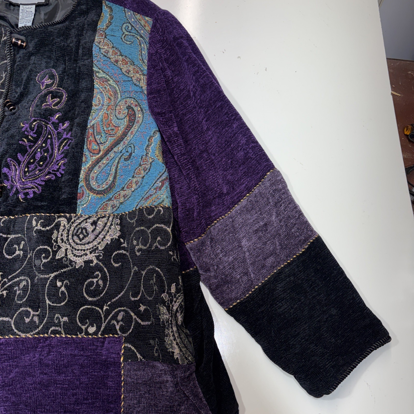 Indigo Moon Jacket Patchwork Embroidered Purple B… - image 5