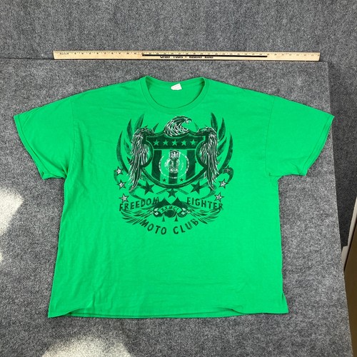 Gildan T-Shirt Uomo 3XL Verde Freedom Fighter Moto Club Grafica Biker Tee - Foto 2 di 7