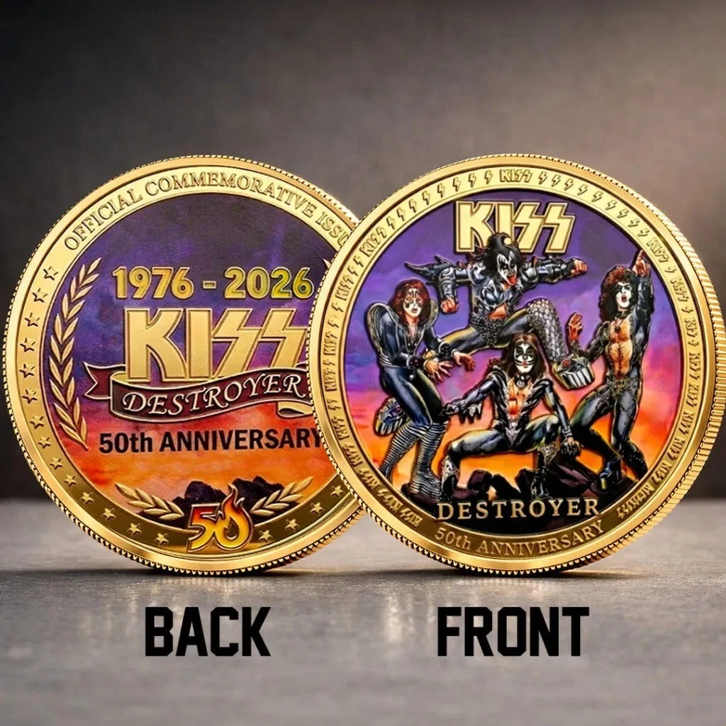 Official KISS Destroyer 50th Anniversary Coin 1976-2026 Gold Challenge Coin Band