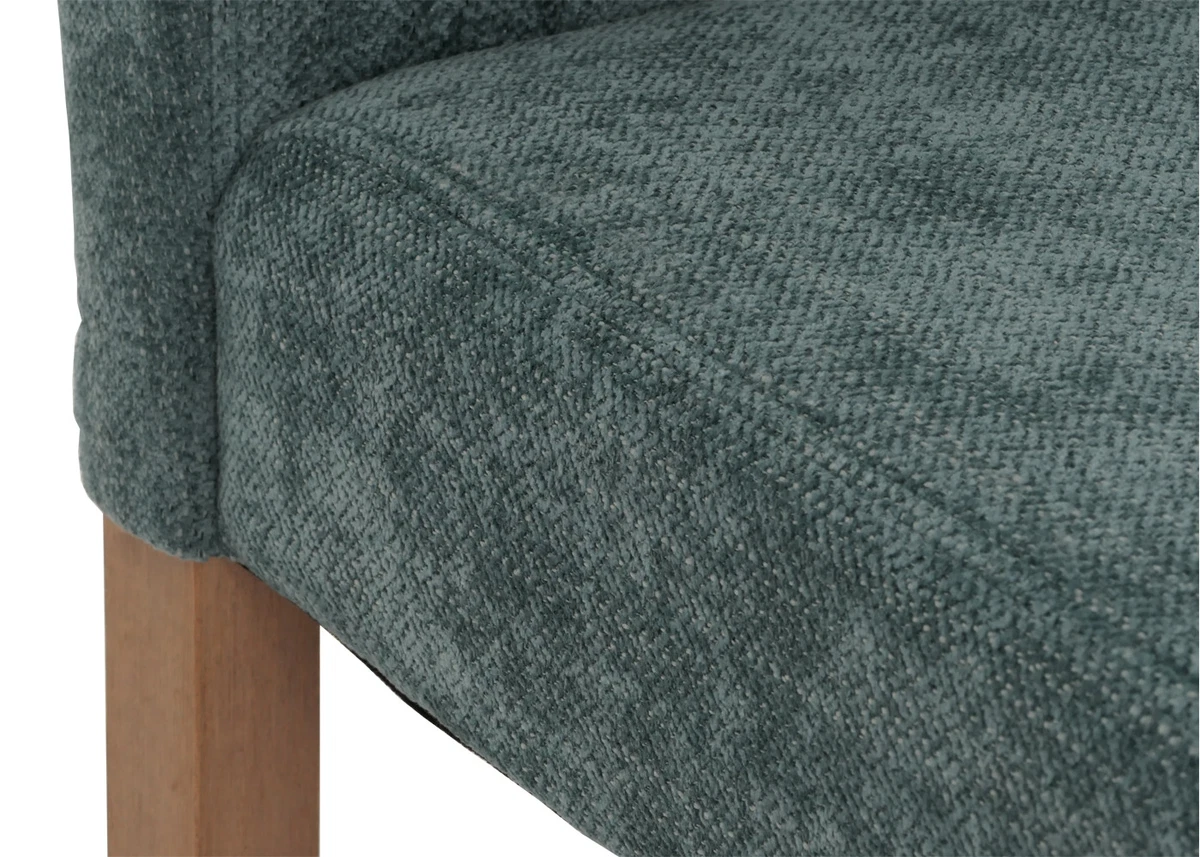 B-Ware 4er-Set Esszimmerstuhl Littau, Chenille, grün, naturfarbene Beine