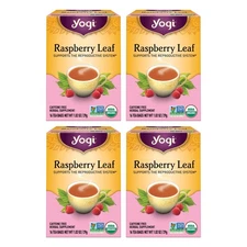 Yogi Tea Raspberry Leaf Tea - 16 Tea Bags per Pack (4 Packs) - Caffeine-Free,...