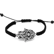 Hamsa Hand bracelet with clear crystal Woven Adjustabel Bracelet By Controse