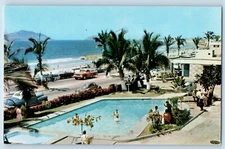 Mazatlan Sinaloa Mexico Postcard Motel Aqua Marina Swimming Pool 1970