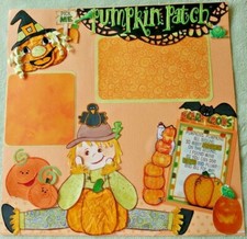 "SCARECROW PUMPKIN PATCH" Premade 12 X 12 Scrapbook 2- Page Layout; halloween