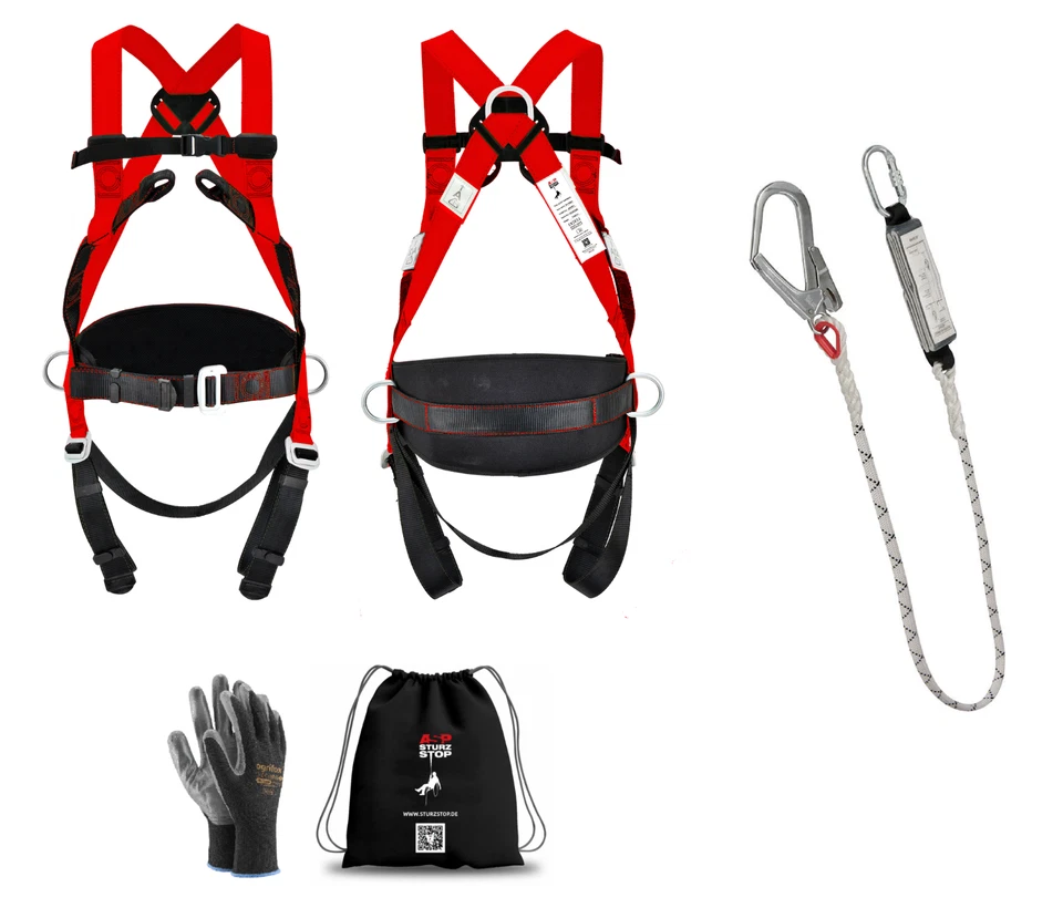 STURZSTOP Auffanggurt XXXL extra Groß EN361 Fallschutz Absturzsicherung + Falldämpfer 1,5m