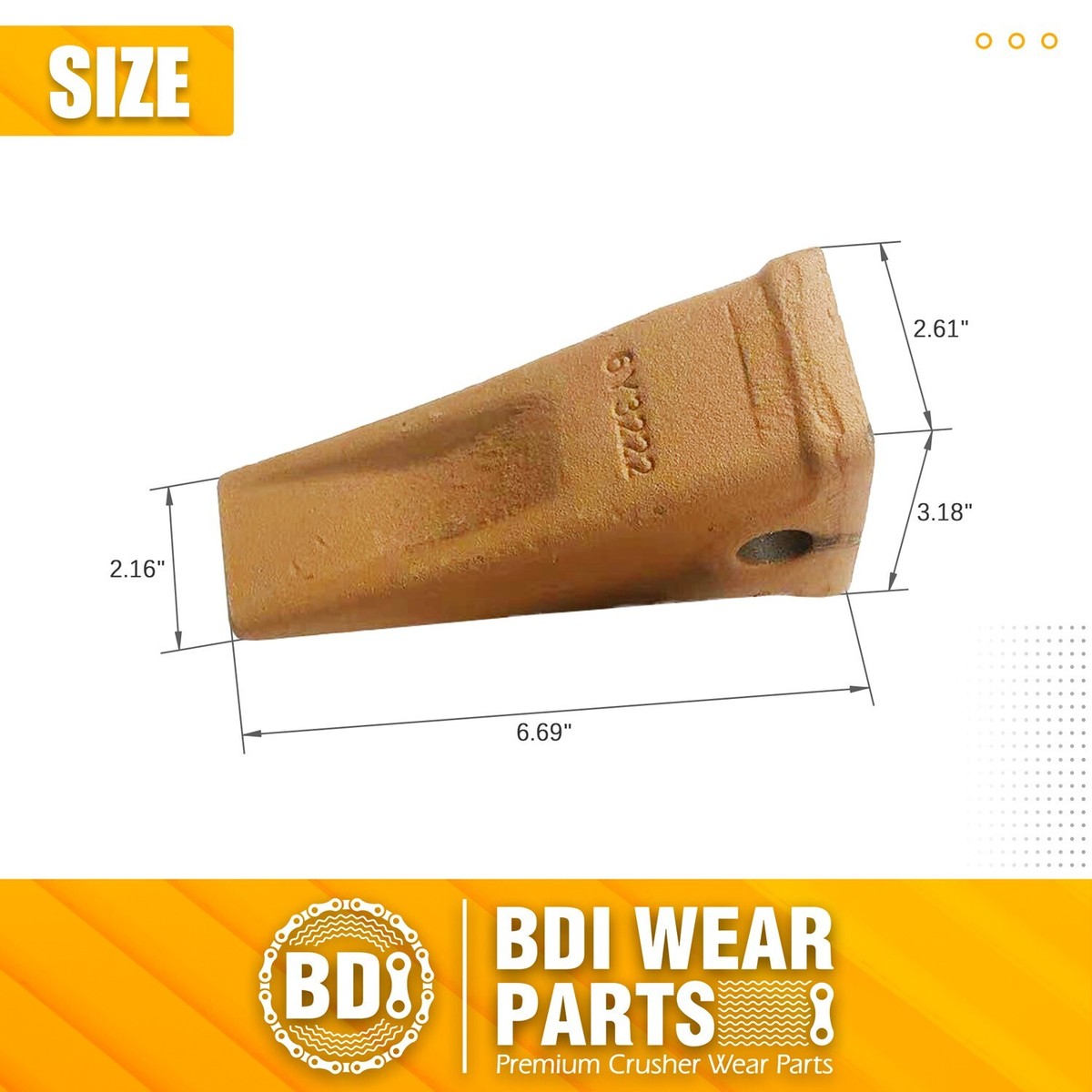 6Y3222 - Cat J225 Style Backhoe Bucket Dirt Teeth with Pins and