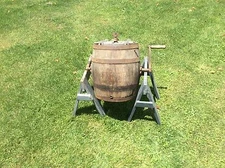 Primitive Wood Dairy Barrel , Churn, Mixer Drum, Dobson Favorite Stamped
