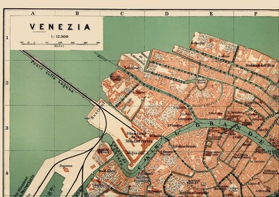 Carte Historique Ancienne De Venise Italie 1886 Baedeker – Reproduction Décor Mural