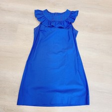 J Crew Dress Sleeveless Size 4 Royal Blue Ruffles