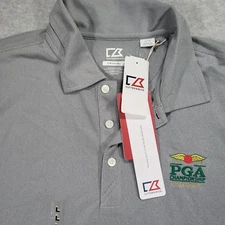Cutter & Buck CB DryTec Mens Large PGA Championship Baltusrol 2016 Gray Polo