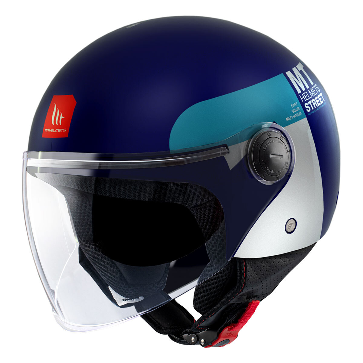 Jet Helmet MT Helmets Street S Inboard C7 Blue White Matte UK